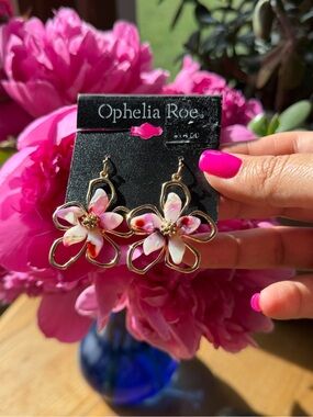 Ophelia Roe Pink Floral Drop Earrings